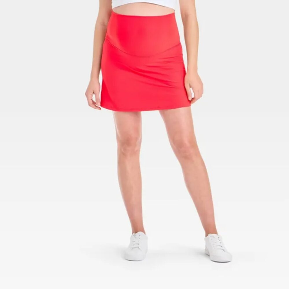 Ingrid & Isabel Maternity Skirt w/ Built-in Shorts Coral Small